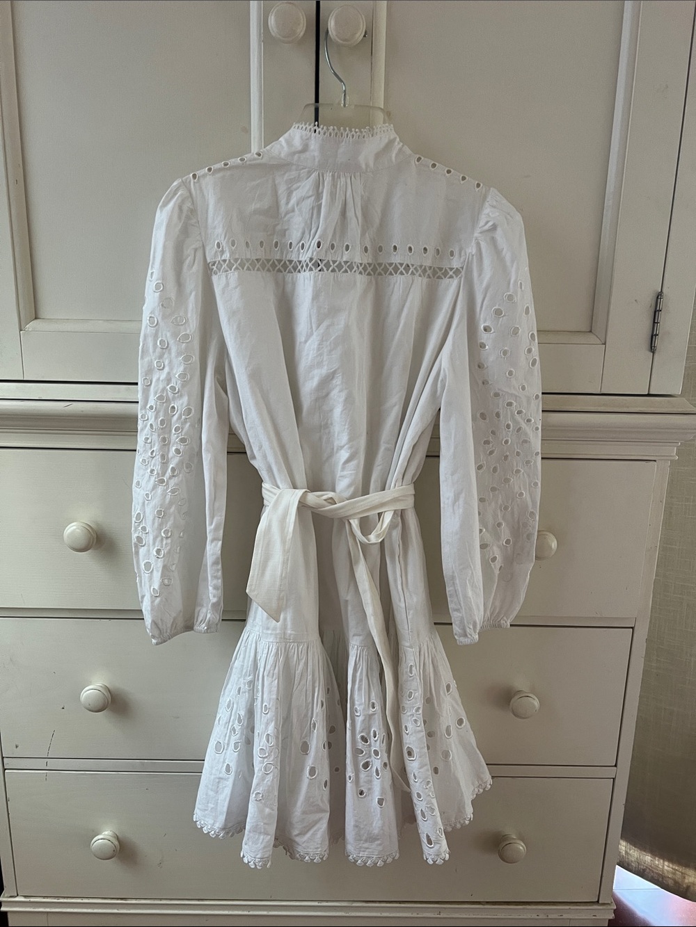 Avec Les Filles White Eyelet Long-Sleeve Button-Front Dress - Picture 9 of 12